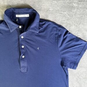 Criquet Polo Shirt Mens M/L Blue Short Sleeve Pima Cotton Slim Fit Performance